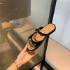 Fashion Summer Women Elegant Bow Square Toe Open Toe Low Heel Sandals Slip on Soft-soled Casual Simple Beach Slippers Sandalias Mujer