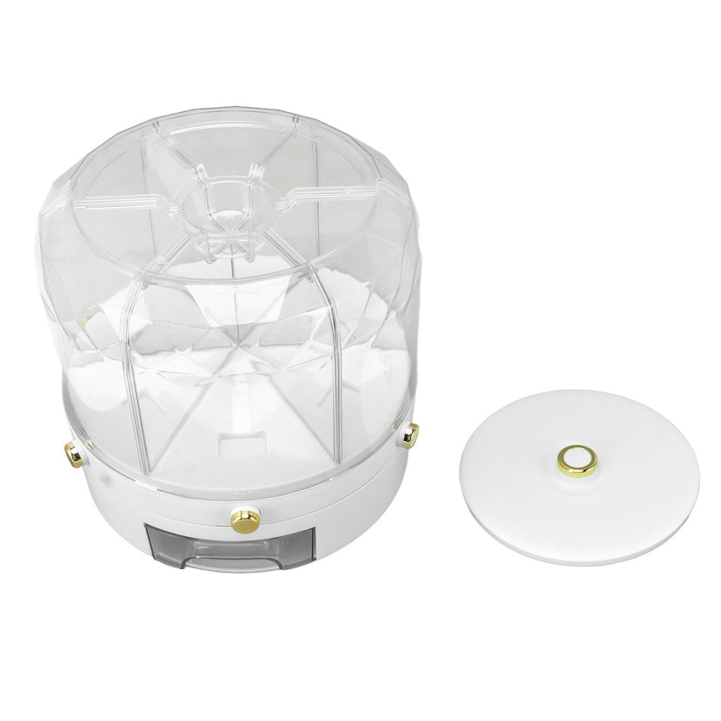 Rotatable Grains Storage Box 6 Grid 6KG 360 Degree Rotating Rice Dispenser for Rice Beans Grains Household Kitchen White
