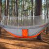 Double Portable Camping Travel Hammock Hanging Bed with Mosquito Net (Gray Orange)