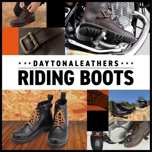 Daytona Motorcycle Short Boots 26.5cm/Men's Genuine Leather Cowhide Built-in Shift Pad Side Zip HBS-003 Black 96966