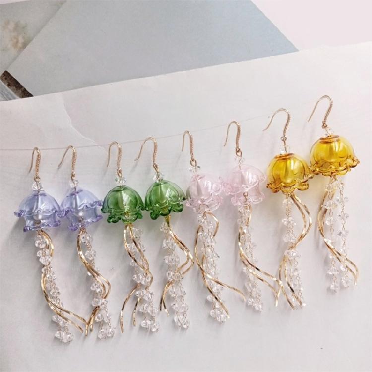 Trendy Watercolor Jellyfish Dangle Earrings Lightweight Acrylic Material Alloy Ear Pendant For Sensitive Skin