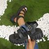 Fashion shoes for women Summer Breathable Shoes  Fur Straps Casual Thick Sole Shoe  Cool Thick High Heels Soft Sole Sandals women shoes