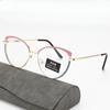 European and American glasses metal cat eyes color changing anti blue light fashionable and versatile trendy glasses