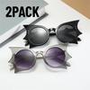 2PACK Unique Bat Shaped Sunglasses for Women Vintage Funny 90s Eyewear Fashion Novelty Goth Eyewear for Halloween Costume Party
