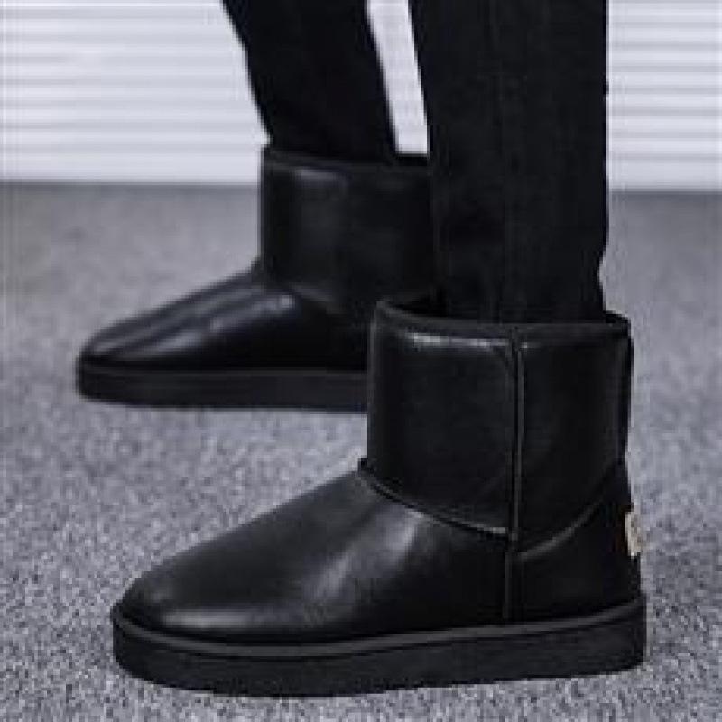 Winter velvet cotton boots men's thickened warm shoes youth tide boots high-top shoes short boots leather outdoor snow boots