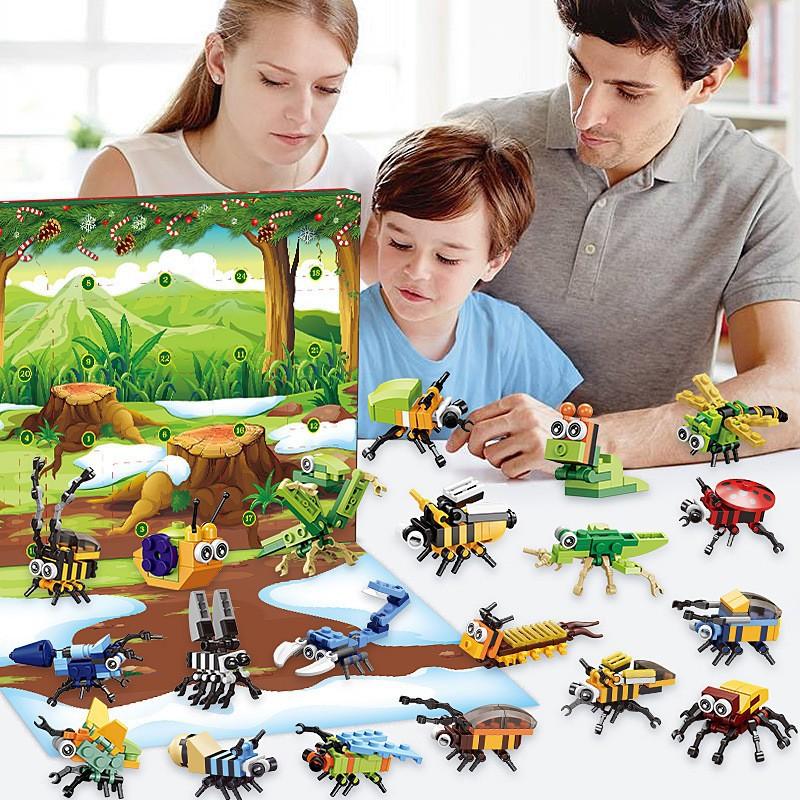 Building Blocks Advent Calendar 2025, 24 Packs Animal Insect Building Blocks Countdown to Christmas Party Favors for Kids