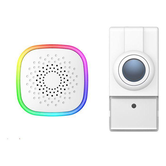 Carillon USB - KYF - Flash LED Multi couleur + bouton de sonnette sur piles - 300 mètres de portée - 60 mélodies