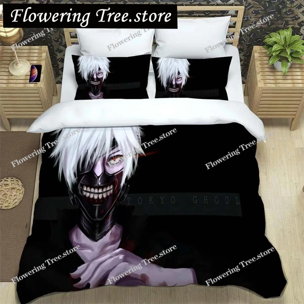 Set Biancheria da Letto in Poliestere con Stampa Digitale Anime di Moda Giapponese per Ragazzi e Ragazze, Set Biancheria da Letto per Giovani, Regalo per Coppie
