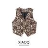Fashion Style 2024 New Fall Women's Clothing V Neck Sleeveless Versatile Slimming Design Leopard Print Vest Outwear