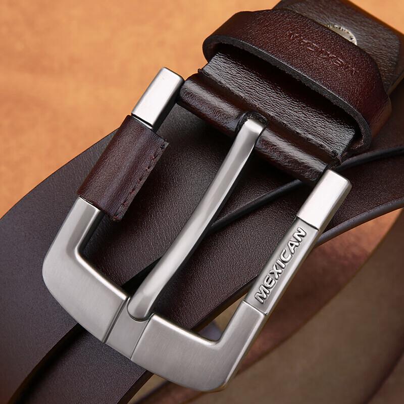 Straw Man Men's Genuine Leather Pin Buckle Belt