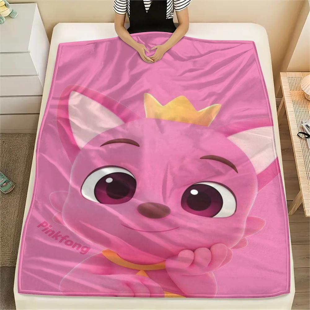 

1PC Pinkfong Print Flannel Blanket, High quality Comfortable for All Seasons, Home Decor, Warmth and Comfort, Perfect for Christmas Gifts112 80cm x 120cm