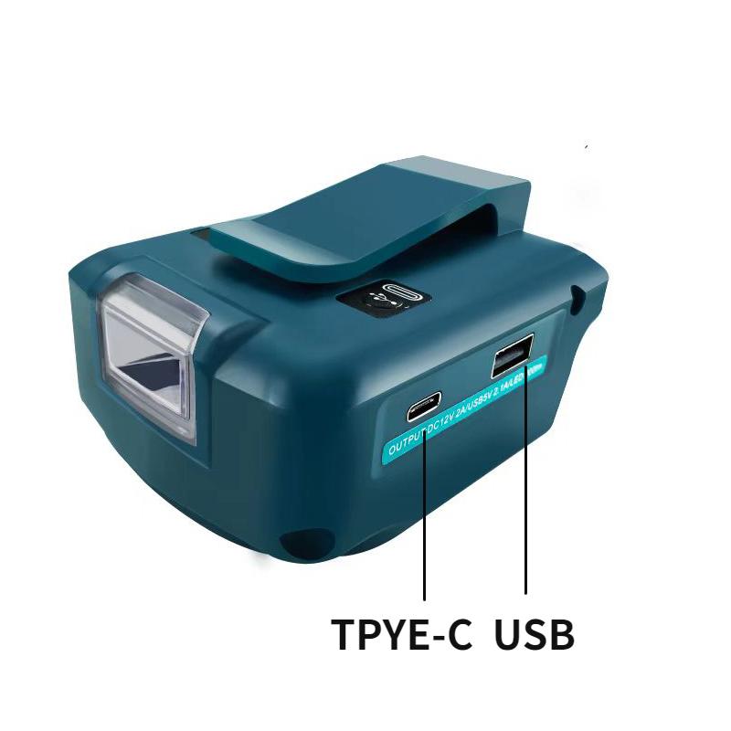 For Makita 14.4V/18V Lion Battery Dual USB converter Port with LED Light Spotlight Outdoor Flashlight for Makita Batteries