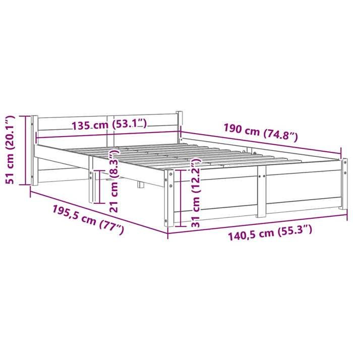 VidaXL Bed Frames Solid Wood 135x190 Cm Double 815019