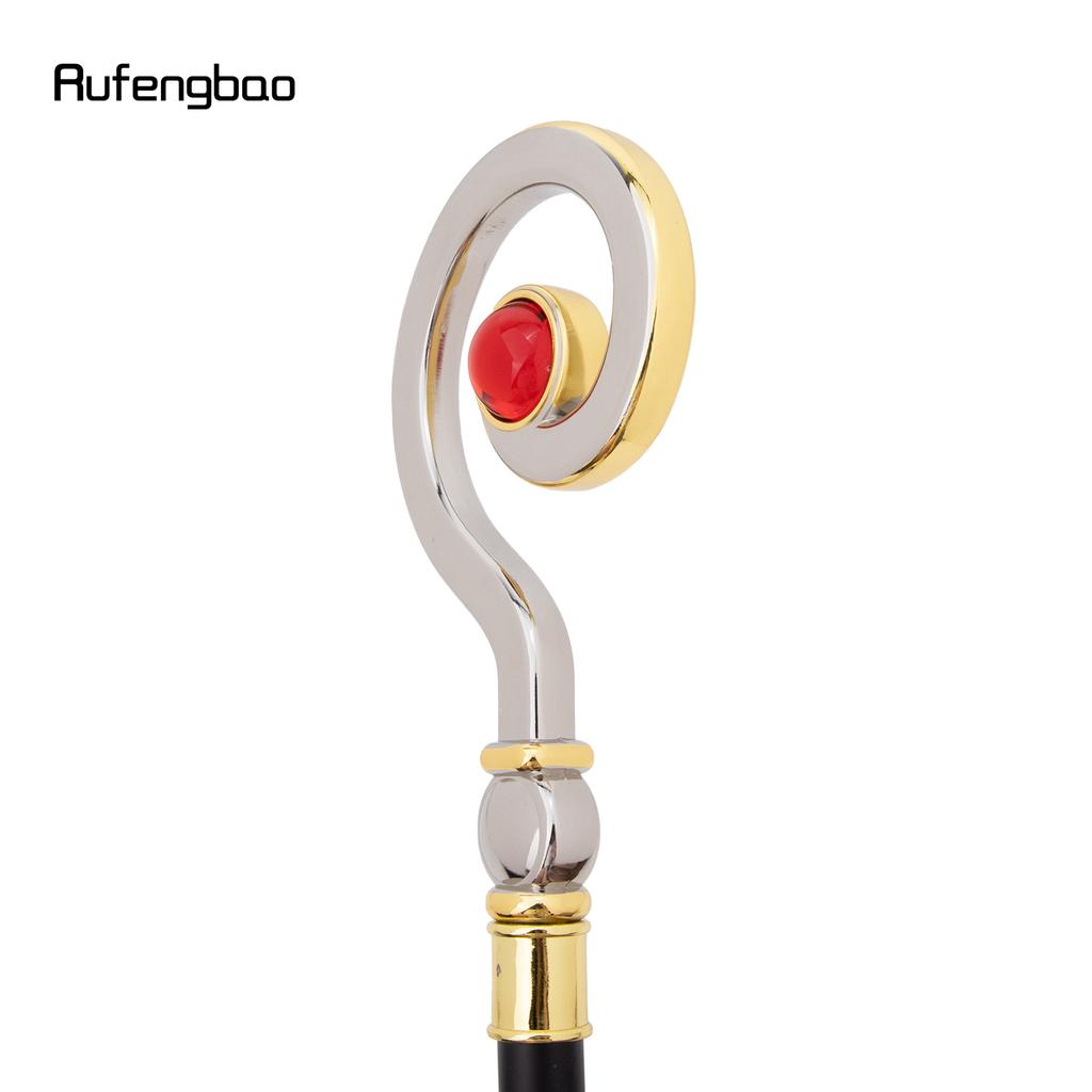 Golden White Hanger Red Diamond Fashion Stick Decorative Cane Elegant Fashion Cane Cosplay Alloy Crosier Vintage Stick 93cm