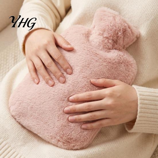 Winter Hot Water Bag PVC Bottle with Plush Cover, 1000/2000ML Leakproof Bag, Washable Cover Cold Compress Pouch for Shoulder, Back, Hand, Legs, Period