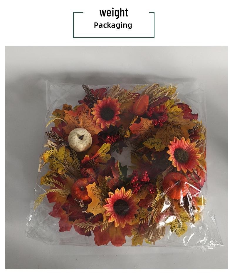 Autumn Harvest Wreath with Pumpkins & Maple Leaves