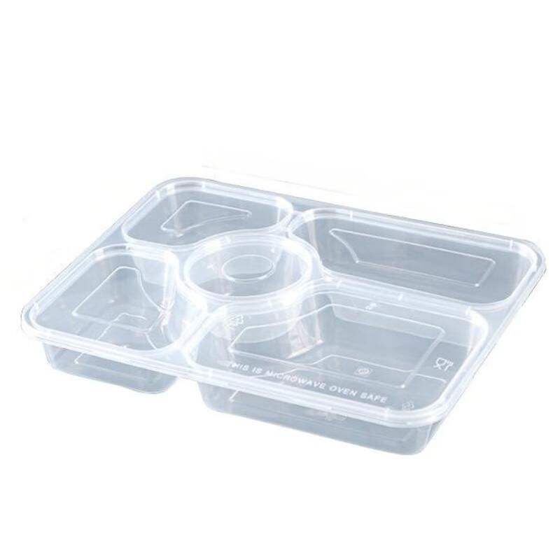 Disposable 5-Compartment Meal Prep Containers