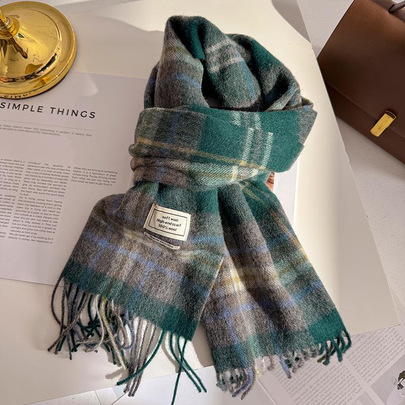 Wool  Women Scarf Luxury Cashmere Winter Blanket Wraps Casual Plaid Print Pashmina Bufanda Travel Poncho Stoles Echarpe