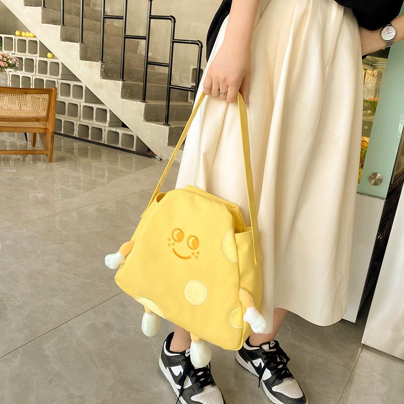 Schoolbag New Simple Cheese Backpack Women's Canvas Bag School Bag Premium Sense Bag Backpack Junior High School Men's Large Capacity