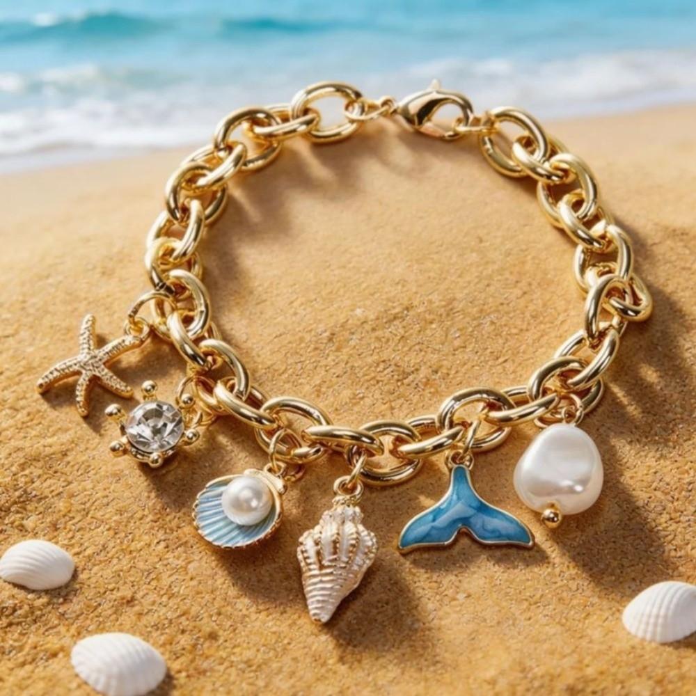 Ornaments Turtle Zinc Zinc Alloy Woven Bangle Zinc Zinc Alloy Rhinestone Pearl Shell Beaded Hand Chain  Daily