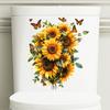 Elegantes Sonnenblumen-Bouquet & Schmetterling Toiletten-Aufkleber, Wasserdichte Abnehmbare Selbstklebende Badezimmer-Wandaufkleber