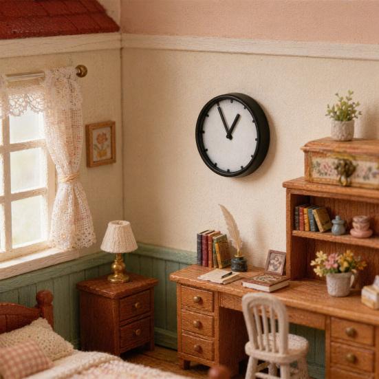 Miniature Wall Clock for Tiny House, 1:12 Scale Micro Pendulum Clock, Mini Resin Model for DIY Room Box, Pretend Play Decor