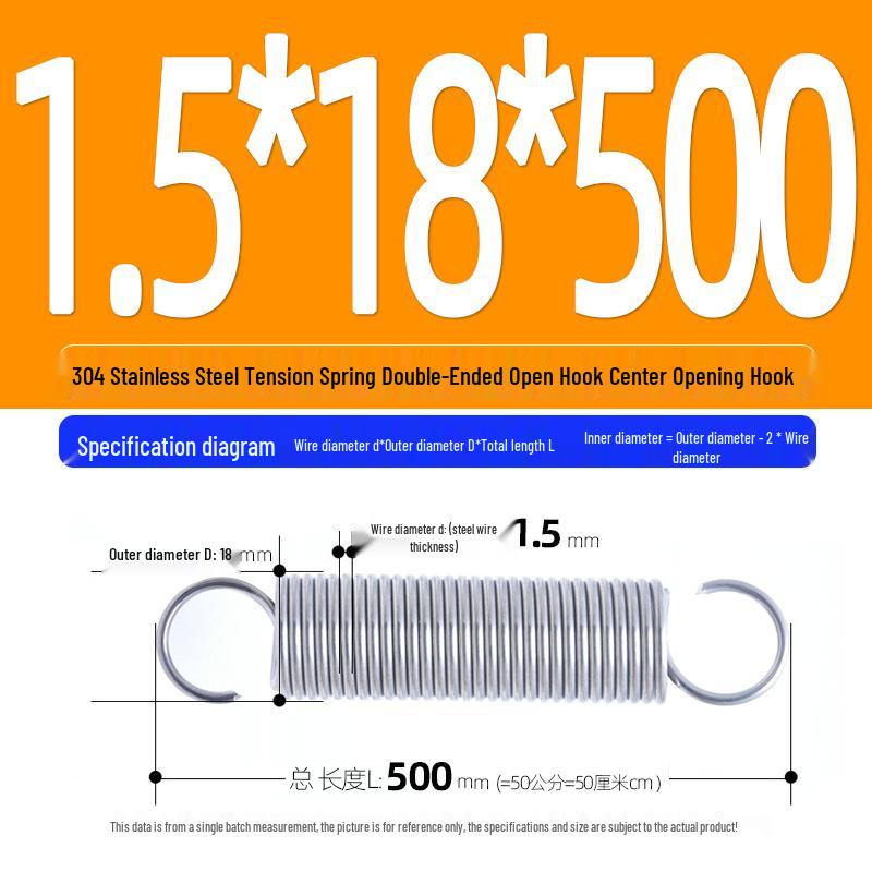 Arc de extensie din oțel inoxidabil 304 de 500 mm cu cârlige deschise și inel cu buclă dublă, personalizabil.