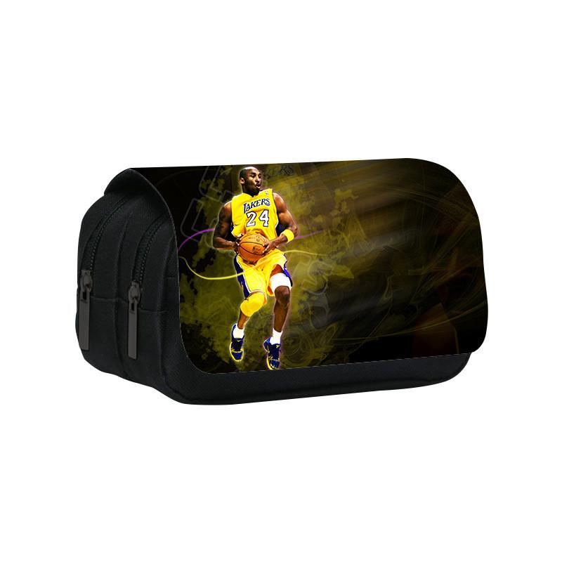 Kobe Bryant Double Layer Pencil Case With Nylon Material For Students And Nba Fans