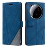 For Xiaomi 15 Ultra Case Imprinted Lines PU Leather Splicing Wallet Phone Cover with Wrist Strap