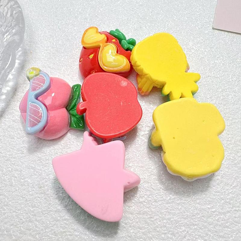 10Pcs Resin Kawaii Colorful Cool Glasses Cartoon Strawberry Peach Pineapple Flat Back Stone Scrapbook Figurines Diy Decor Crafts