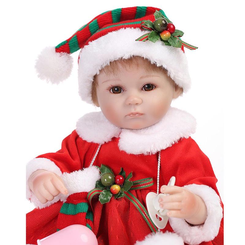 Charming Vinyl Silicone 16'' Lifelike Reborn Doll Baby With Festive Christmas Outfit