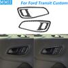 For Ford Transit Custom V363 2024 2025 Carbon Fiber Inner Door Lock Handle Switch Panel Cover Trim Set Car Accessories Sticker