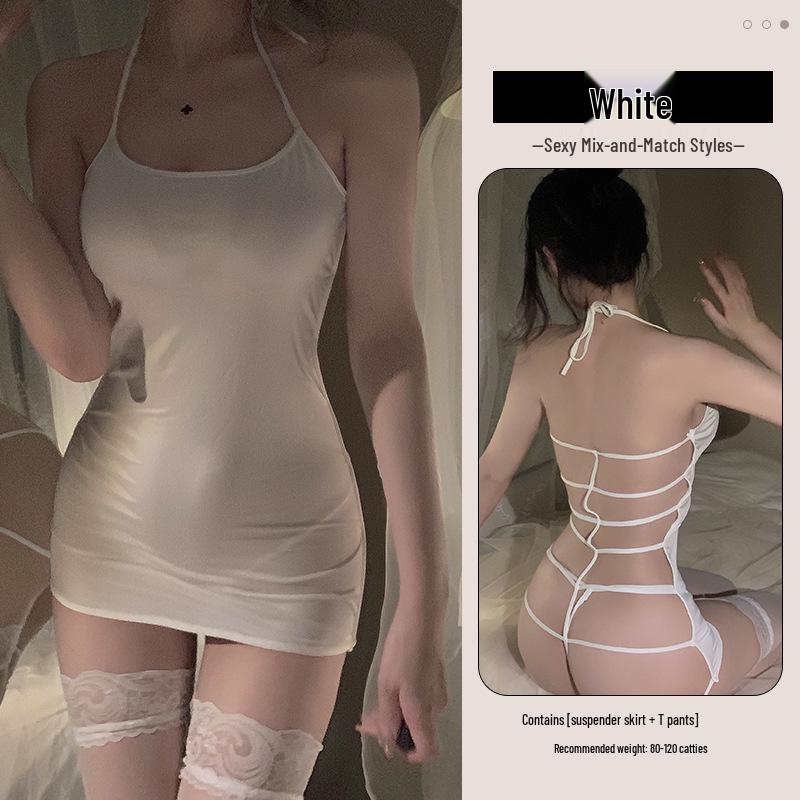 Linlinting Tempting Backless Lingerie Nightgown with Quick Release Open Crotch - Style 2048