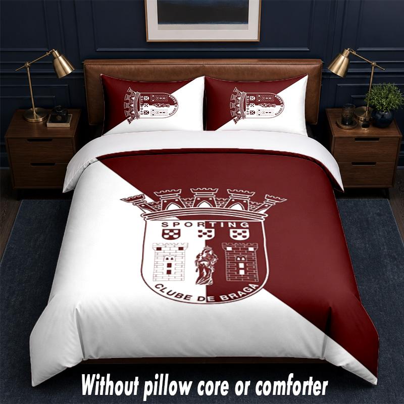 Braga FC Design Bed Bedding Set 1 Duvet Cover + 2 Pillowcases Soft Breathable Household Bed Linens