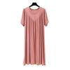 Women's Plus Size A-line Loose Modal Summer Dress with Pleated Hem