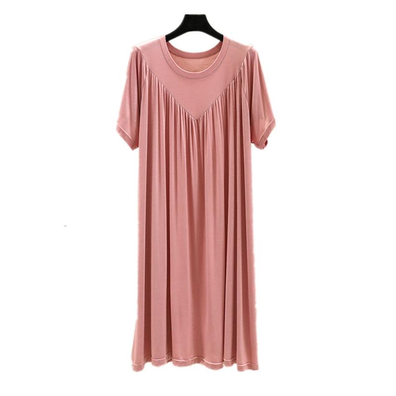 Women's Plus Size A-line Loose Modal Summer Dress with Pleated Hem