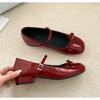 2025 Spring Autumn Mary Jane Shoes Shallow Round Toe Mid Heel Shoes Ladies Elegant Outdoor Single Pumps Shoes
