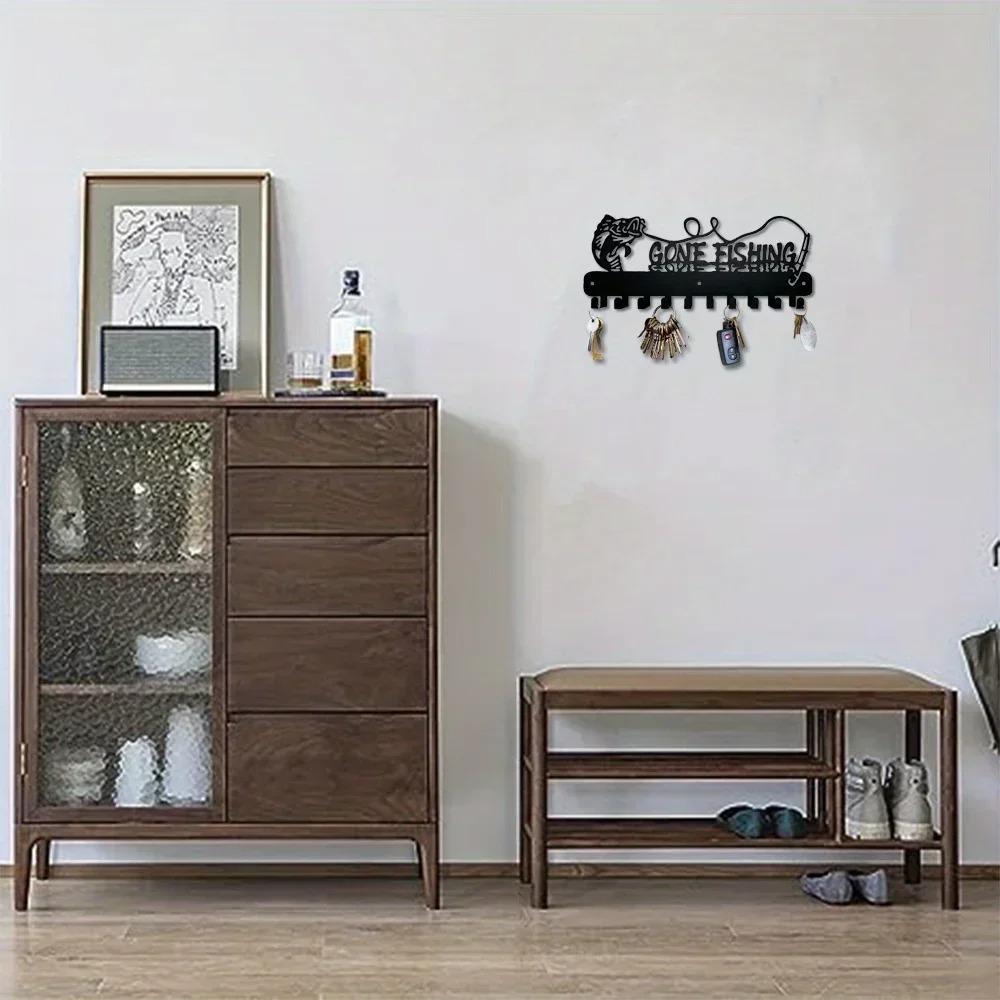 1 Stück Niedliches Fischförmiges Schlüsselaufbewahrungsregal mit Haken - Stabiler Metallhalter, Ideal für platzsparende Organisation