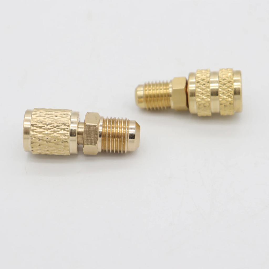 1pcs Brass Adapter 5/16 SAE F Quick Couplers To 1/4 SAE M Flare 5/16 M To 1/4 SAE For R410 R32 R22 Air Conditioning Adapter