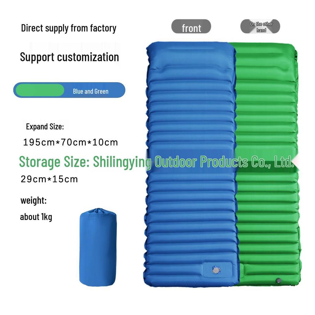 Portable Foot-Operated Double Camping Pad - Lightweight, Moisture-Proof Inflatable Mattress for Outdoor and Car Use