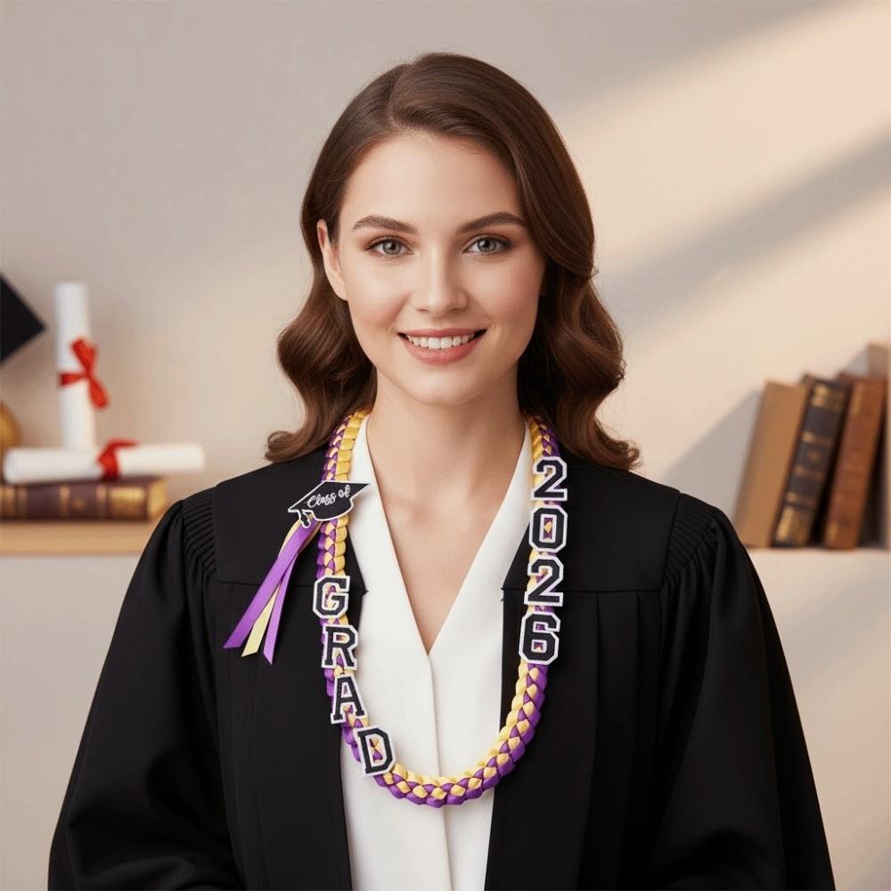 Double-layered Weaving Braided Satin Necklace Senior Year Garland School Spirit Celebration