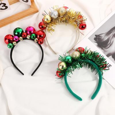 Colored Balls Christmas Headband Performance Cosplay Christmas Decorations Green Ribbon Personality Party Headband