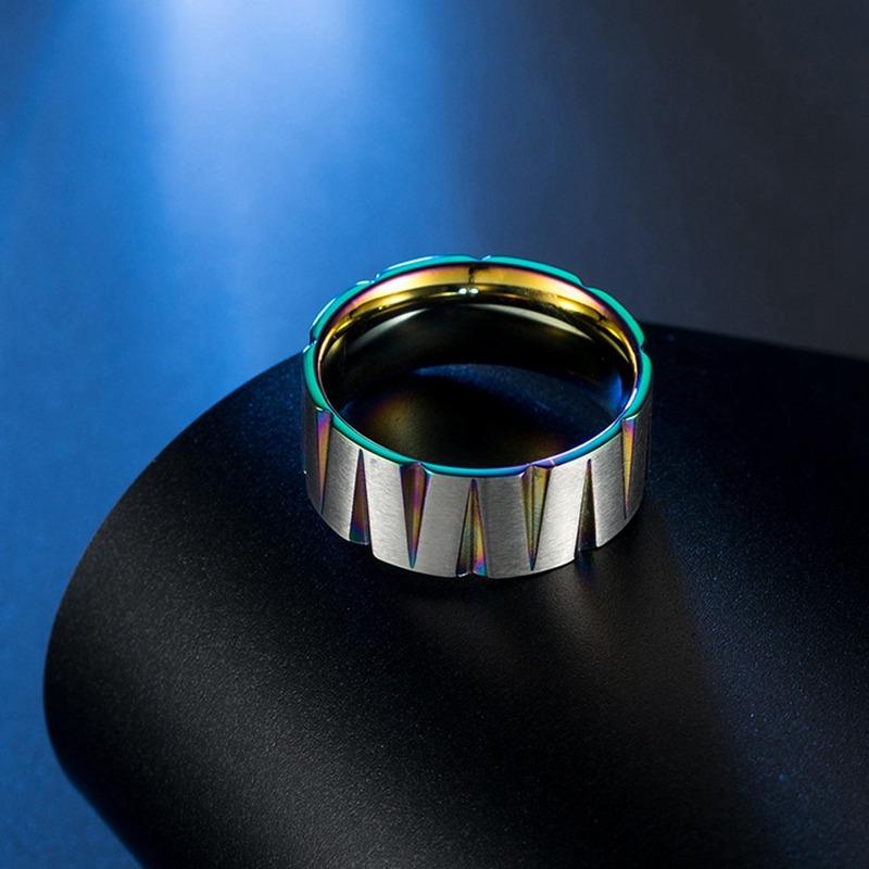 Domineering Men Rings 8mm Wedding Band  Pure Carbide Titanium Engagement Ring for Men Brushed Mate Center Jewelery