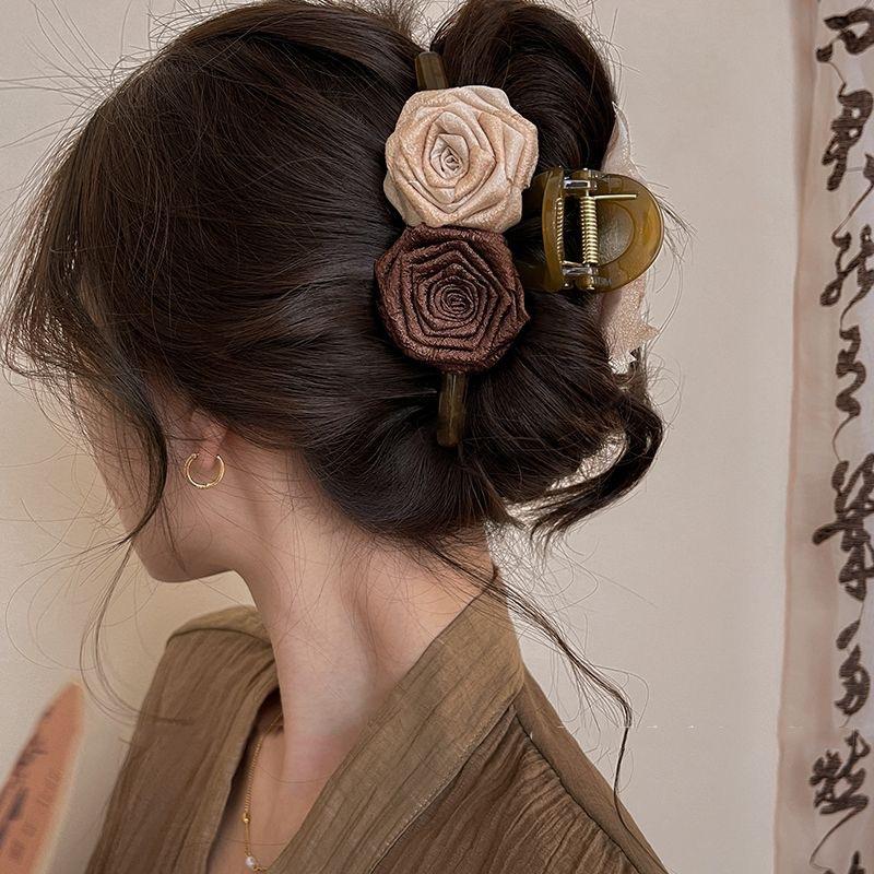 

Богемный большой цветок розы заколка для волос когти для женщин волосы краб винтажные большие заколки шпильки для волос девушки модные аксессуары для волос миндальный