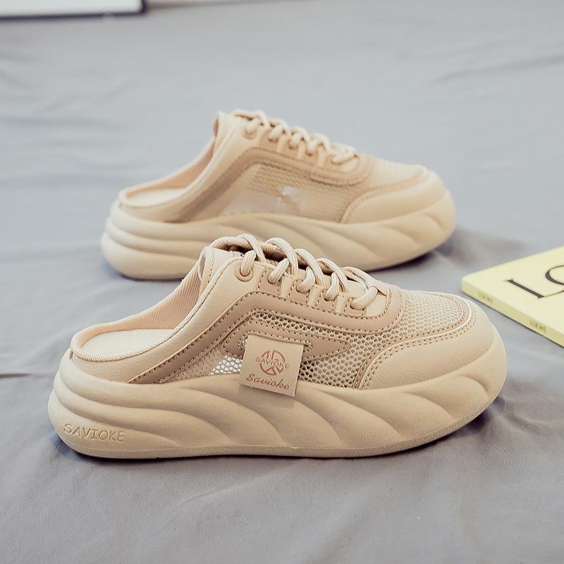 

Летние новые сетчатые дышащие полые универсальные сандалии женская обувь сандалии полуподдержка один педаль модные летние модели 40 хаки