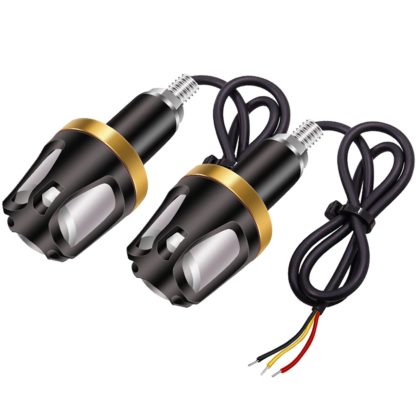 

Aoling Handlebar End LED Turn Signals for Motorcycle Grip Yellow Set of 2 Ends, 12V, & White, Dual-Color Illumination, Waterproof, Energy-Saving,