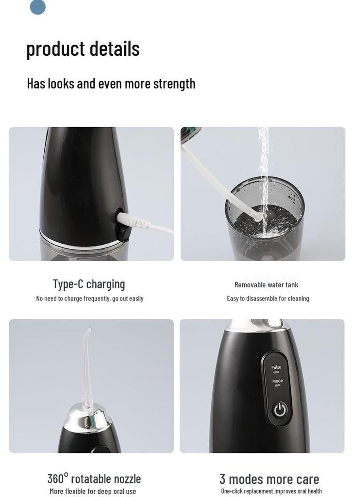 Portable Electric Water Flosser for Dental Care with USB Charging