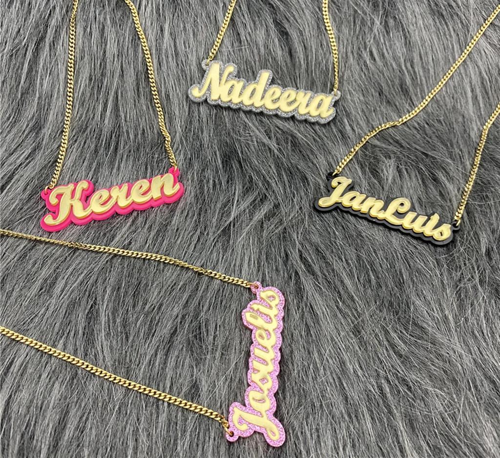 DIY Acrylic Custom English Letter Name Necklace - European & American Style