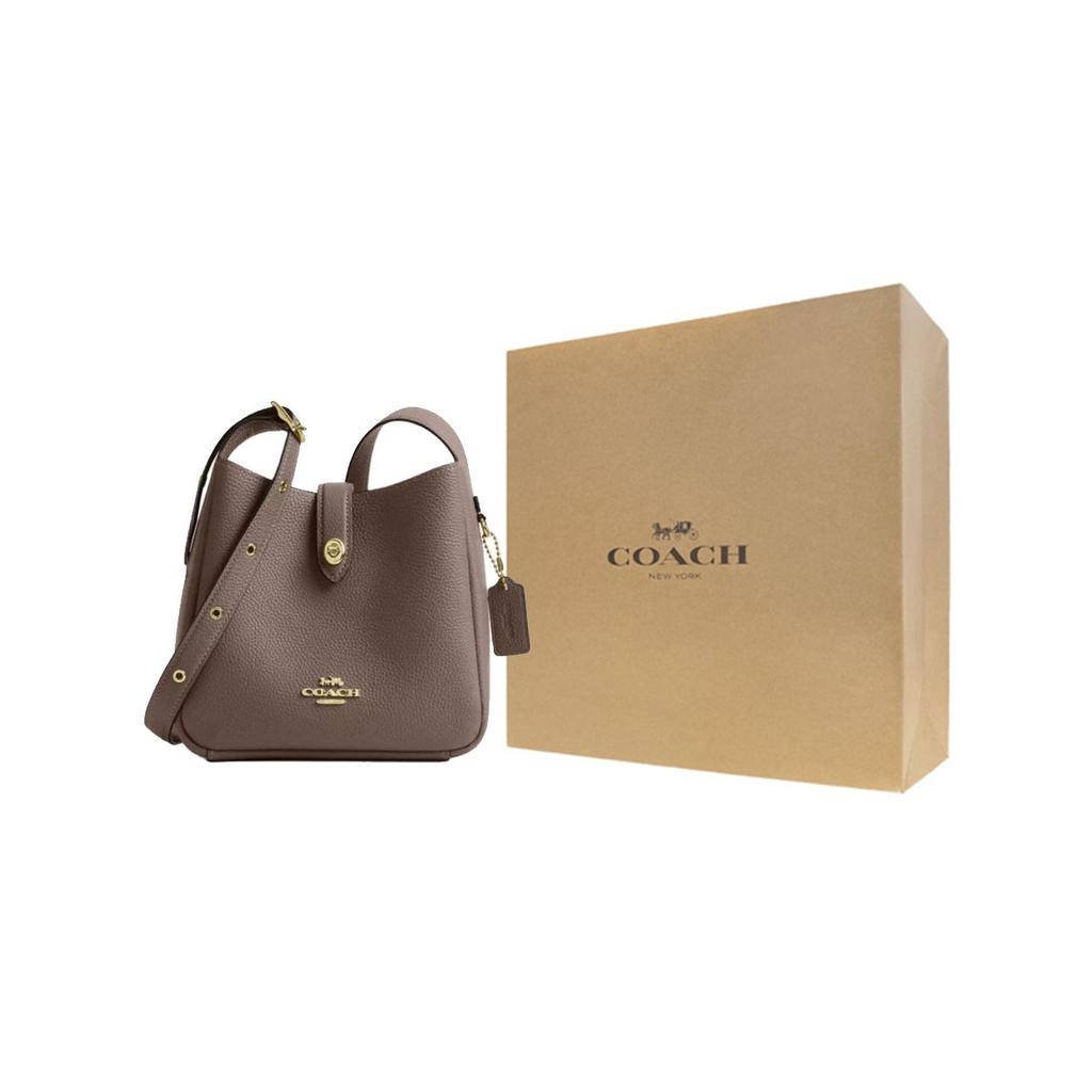 Coach Hadley 20 Logo Reißverschluss Dunkle Tasche Leder Schulter Crossbody Tasche Kleine Damen Taschen Braun CAL60-IMV2R