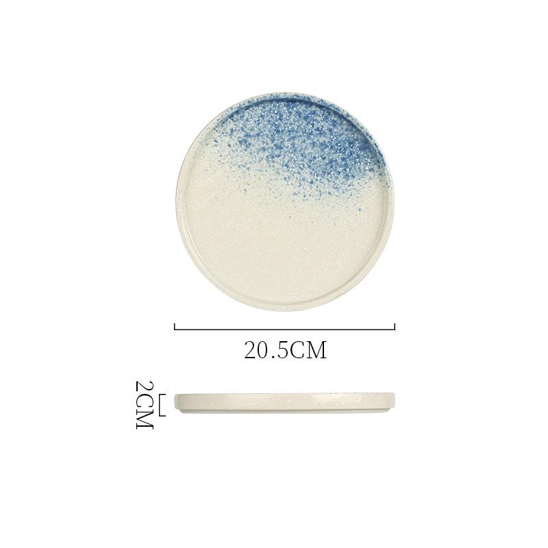 Japanese Creative Steak Plate Ceramic Tableware With Edge Flat Plate A Variety Of Retro Western Plate Flat Plate